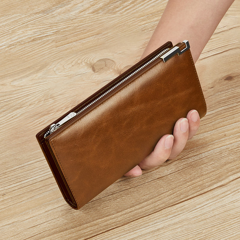 Large capacity cowhide leather wallet