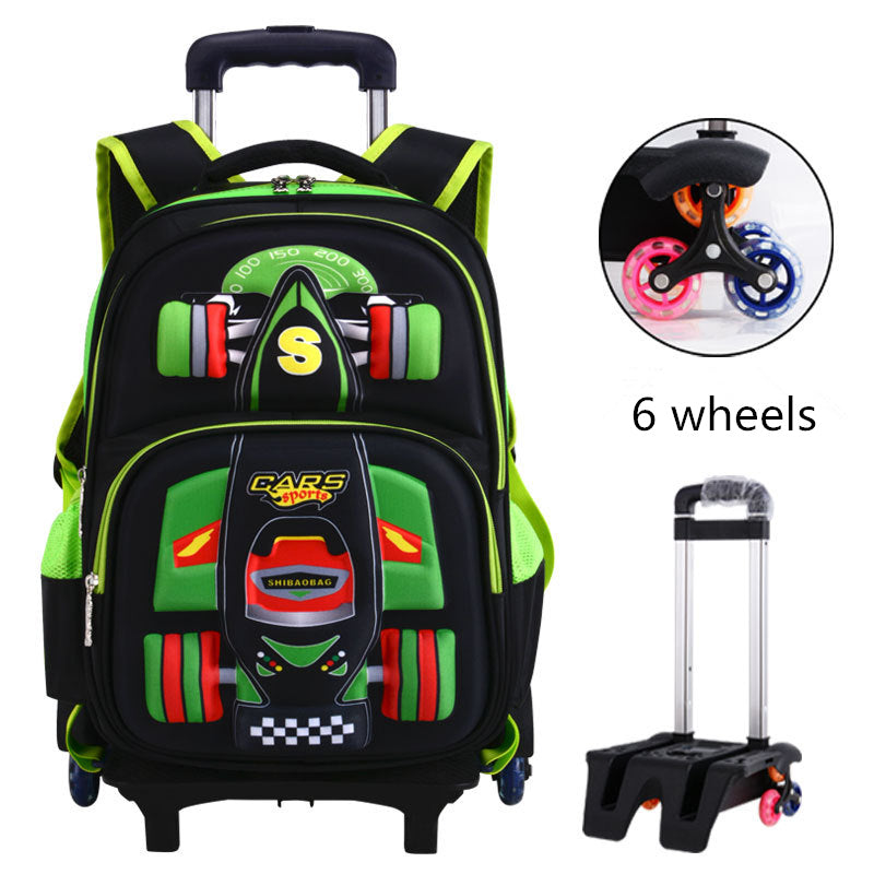 Three-dimensional car boys primary school trolley school bag