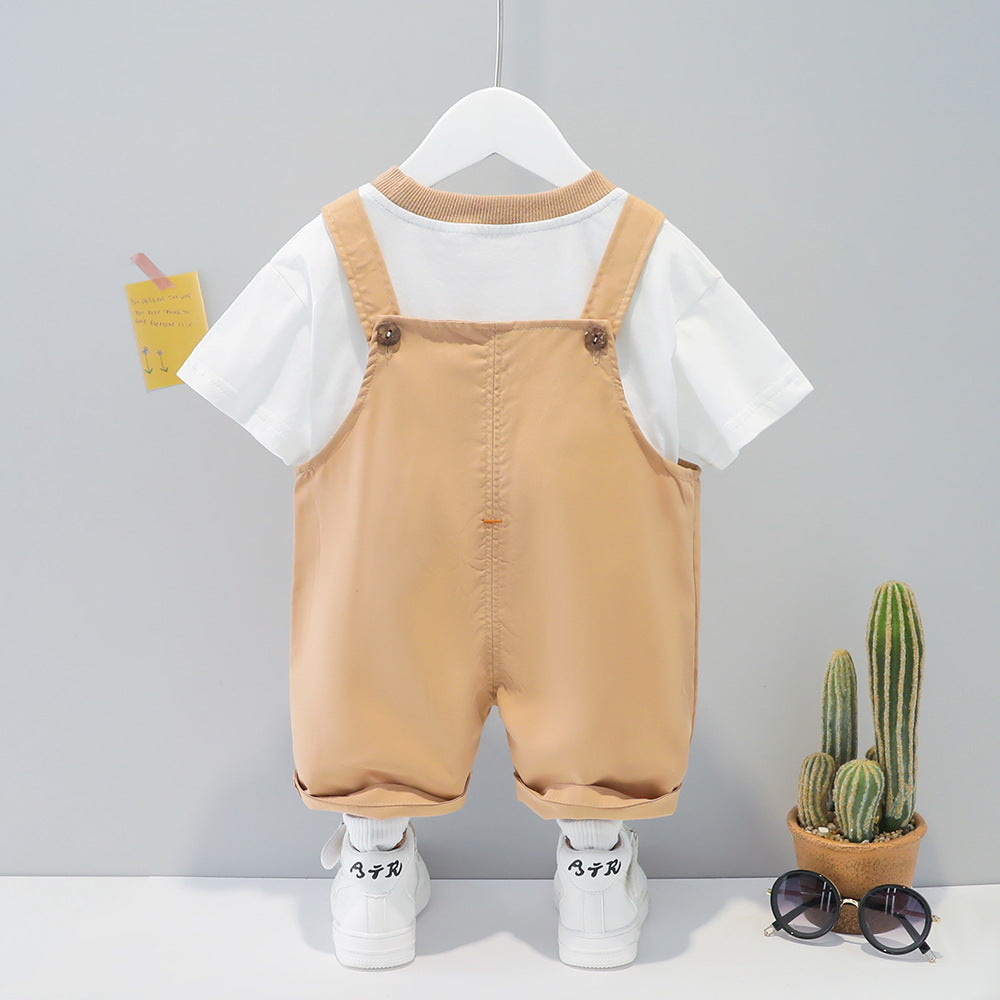 Children's clothing men and women baby summer cartoon short sleeve overalls