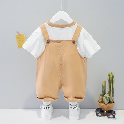 Children's clothing men and women baby summer cartoon short sleeve overalls