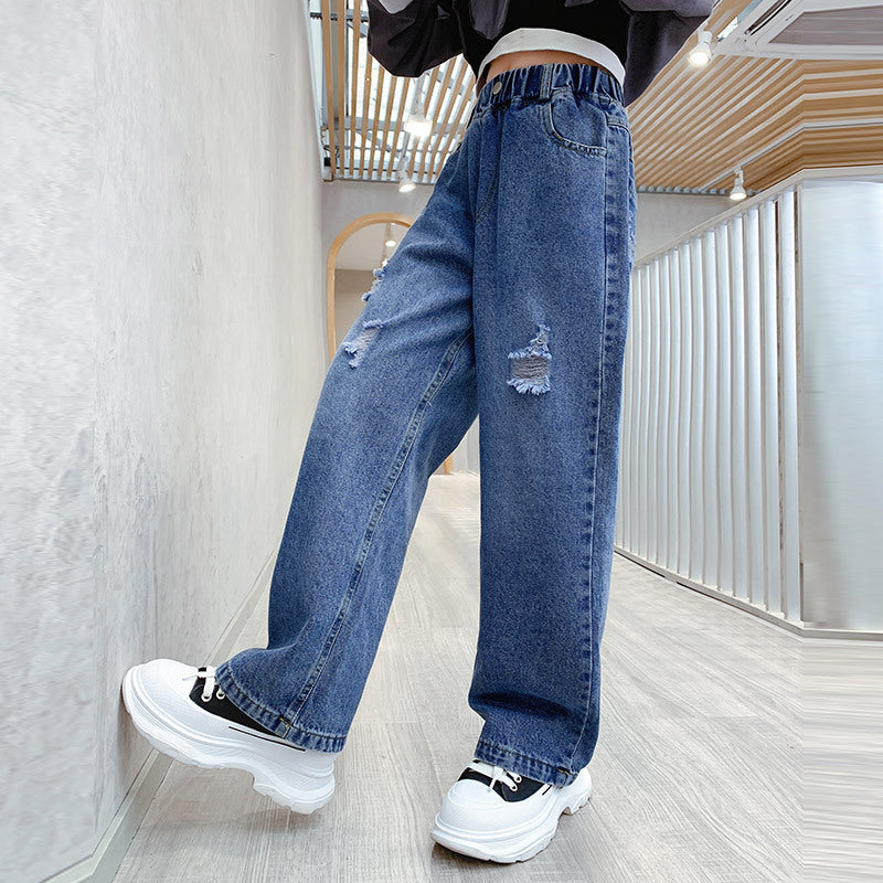 Middle-aged children's loose wide-leg jeans