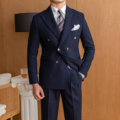 Slim double-breasted men's suit