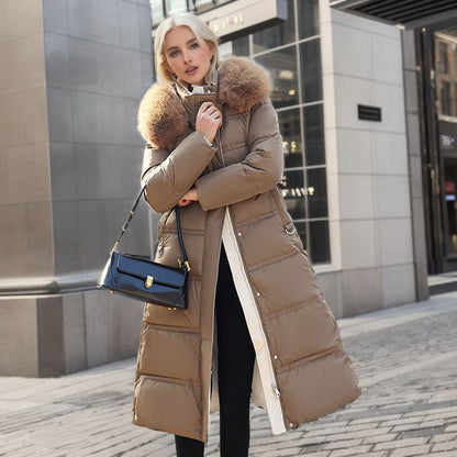 Schlank-Fit Schlankheits-Jacke mit großem Pelz kragen, verlängerte Baumwoll-gepolsterte Jacke