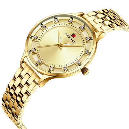 Fashion steel belt quartz diamond ladies watch waterproof