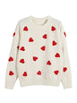 Spring Embroidery Heart Women Sweater O-neck Kawaii Fashion