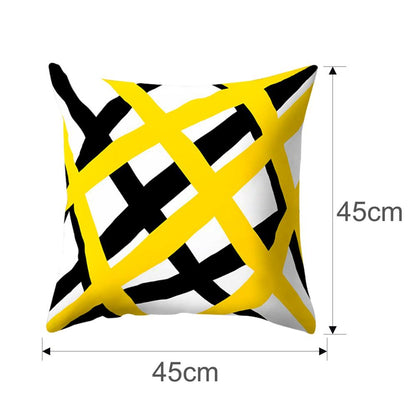 Gelb Schwarz Geometrische Muster Quadratischen Kissen Kissen Fall Polyester Kissen Kissen Für Home Decor 45x45cm