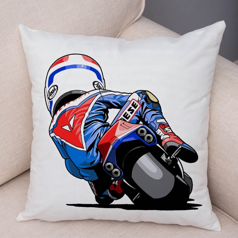 Super Soft Plush Cartoon Sport Motorcycle Pillow