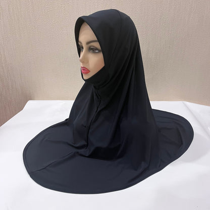 H124 plain big size muslim hijab with chin part top quality Hijab