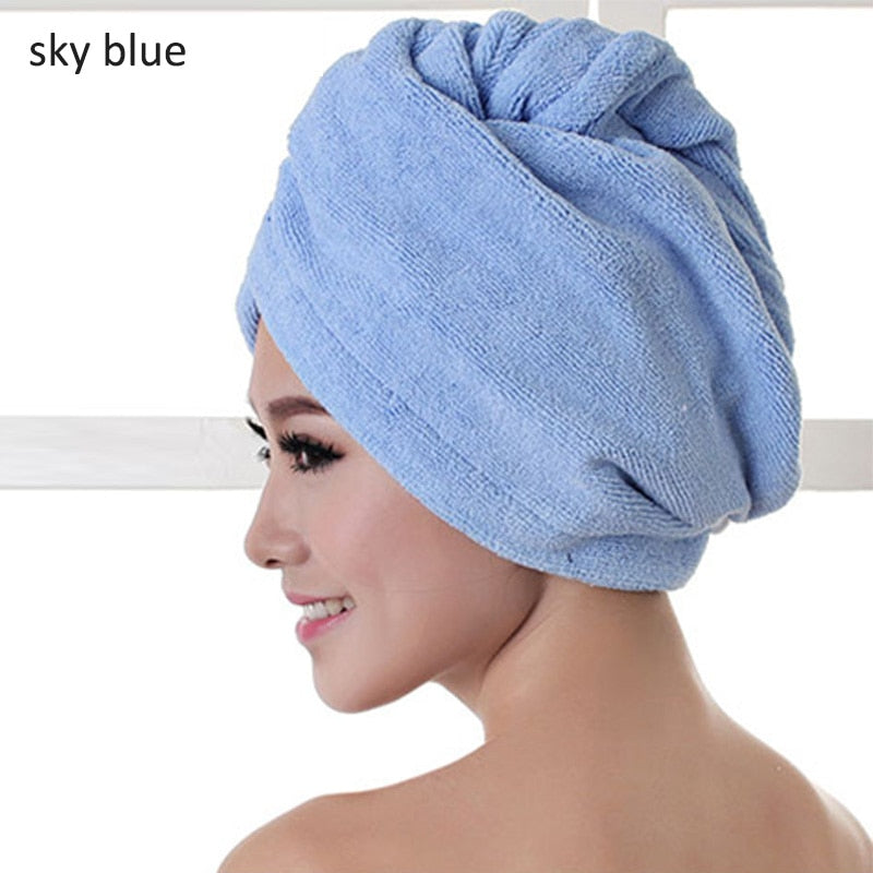 23*60cm 1 Pc Quick Dry Towels Microfiber Fabric Dry Hair Hat Shower Cap Lady Turban Bath Towel Absorbent