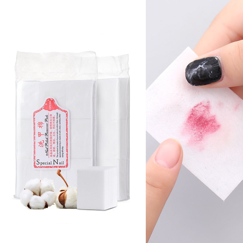 400Pcs Nagel Baumwolle Polish Remover Gel Reinigen Maniküre Servietten Pediküre Lint Tücher Reiniger Papier Pads Lack Werkzeug