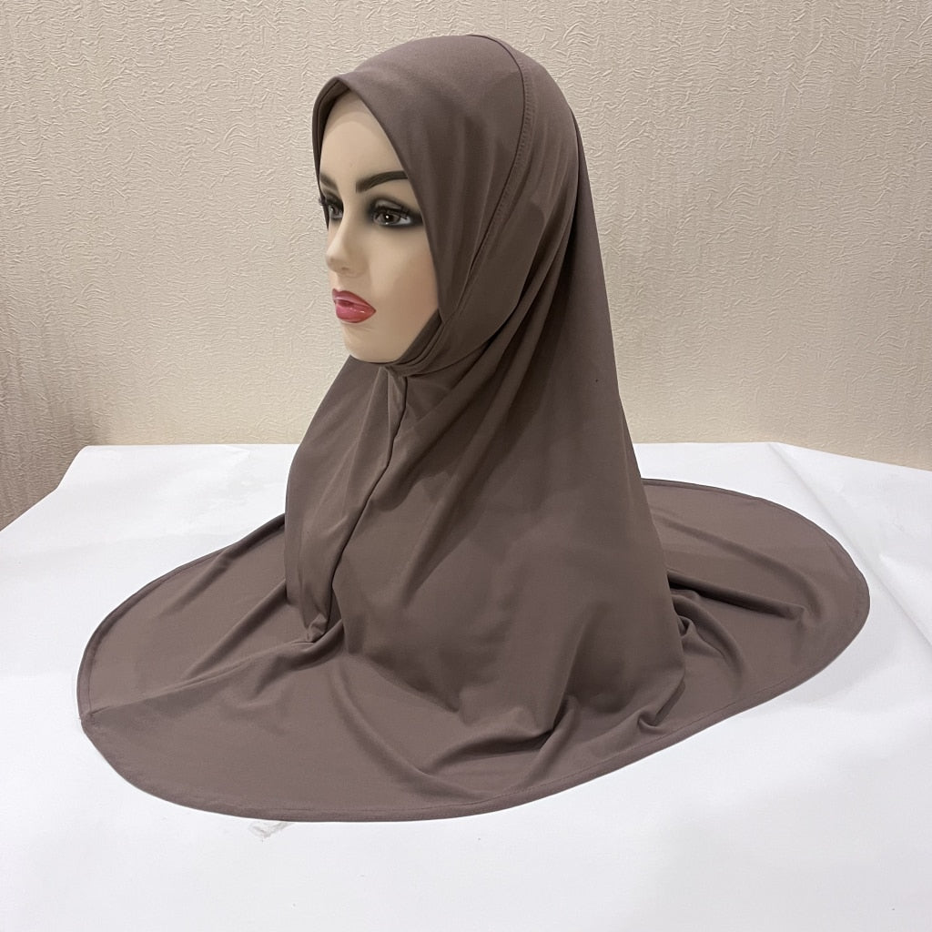 H124 plain big size muslim hijab with chin part top quality Hijab