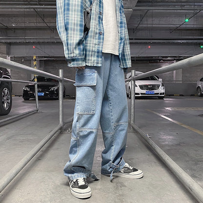 Men's Jeans Wide Leg Jeans Loose Straight Baggy Men Jeans Hip Hop Streetwear Skateboard Neutral Jeans Pants Cargo Jeans