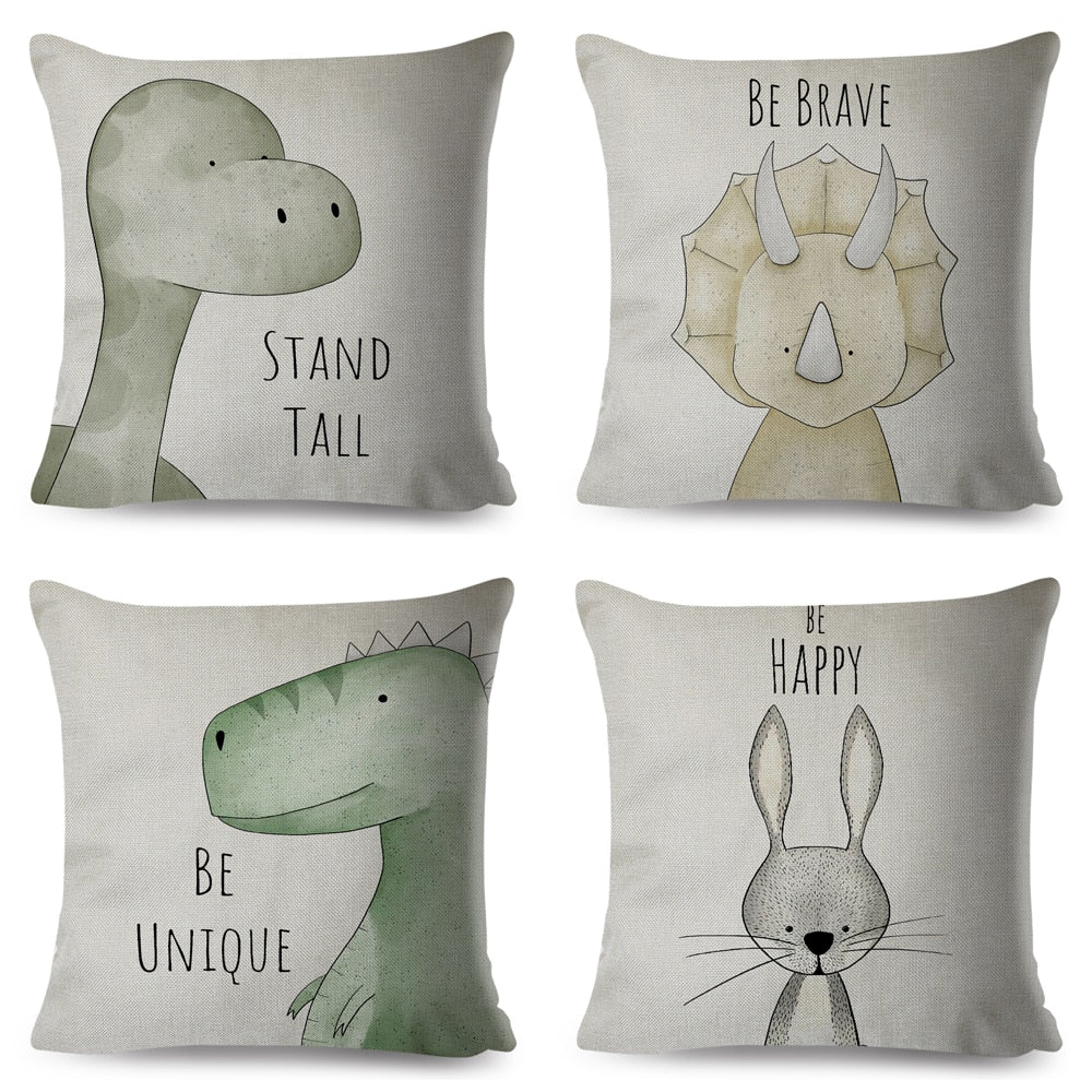 Nordic Style Be Brave Zebra Hippo Giraffe Pillow Case Decor Cute Animal Cushion Cover for Sofa Lion Fox Polyester Pillowcase