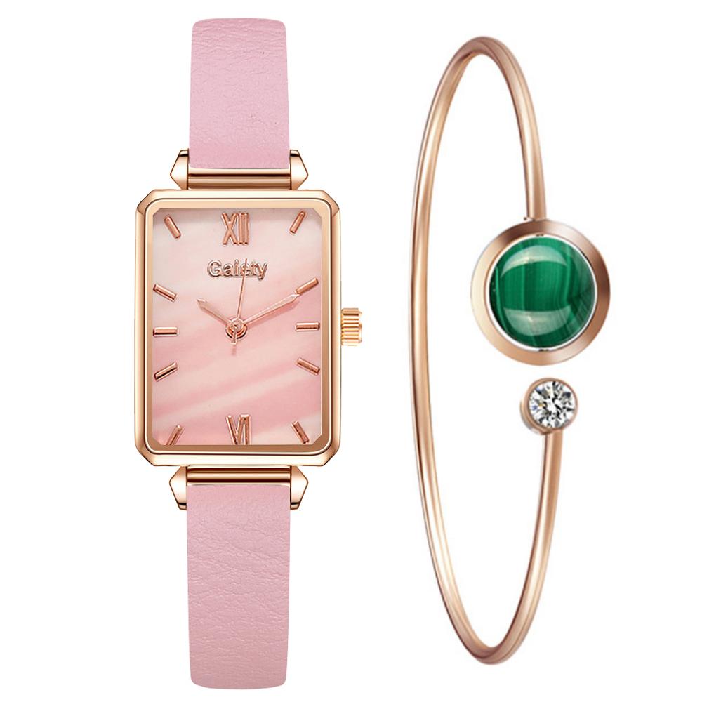 Quartz Watch Bracelet Set Green Dial