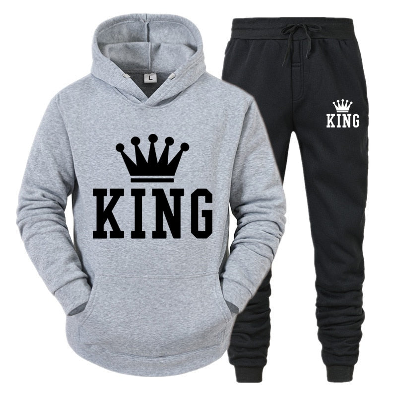 King Tracksuit Men Sets Winter Hoodies Pants 2 Piece Running Hoodies Men Autumn Sweatshirt Sport Joggers Sweatpants Suit Male