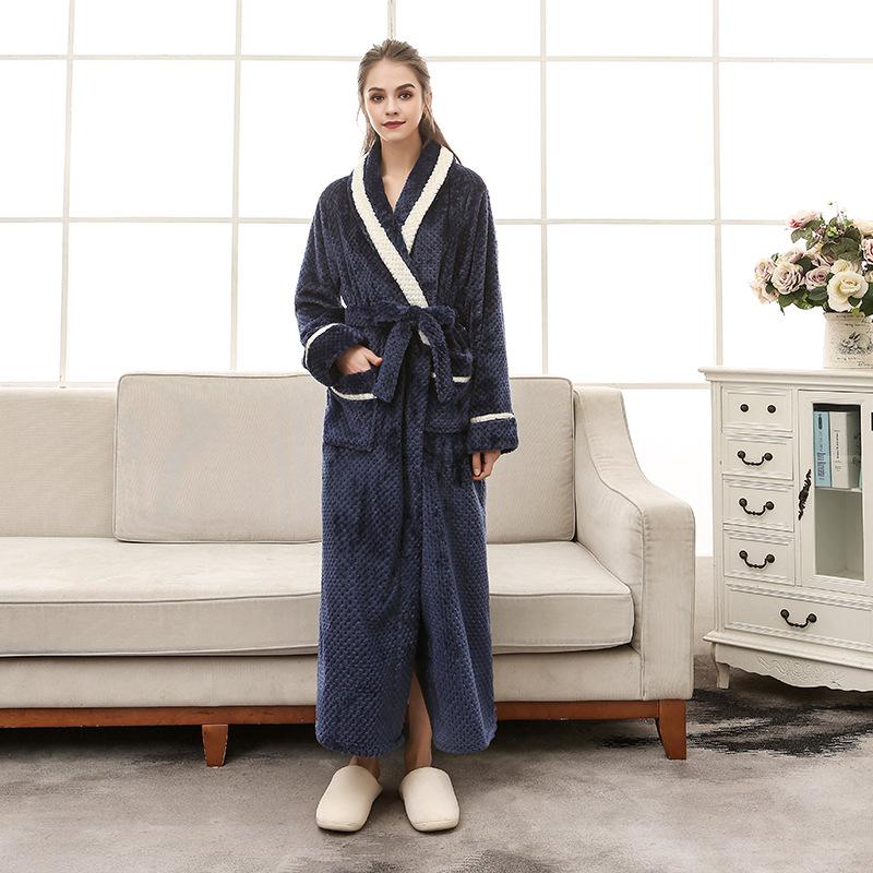 Plus Größe 3XL Männer Robe Winter Flanell Weiche Kimono Kleid Liebhaber Ultra Große Lange Bademantel Nachtwäsche Dicke Warme Frauen Nachtwäsche