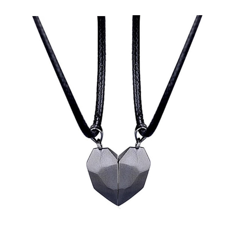 2Pcs Magnetic Couple Necklace Lovers Heart Distance Paired Pendant Projection Necklaces For Women Jewelry Valentine's Day Gift