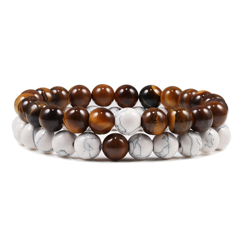 Set Armband Paare Abstand Lava Stein Tiger Eye