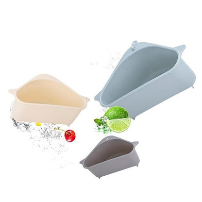 Triangular Sink Strainer Drain Fruit Vegetable Drainer Basket Suction Cup Sponge Rack Storage Kitchen Tools Sink Filter Shelf