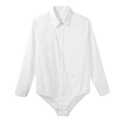 Turn-down Collar Shirt Body Suits Button Down Casual