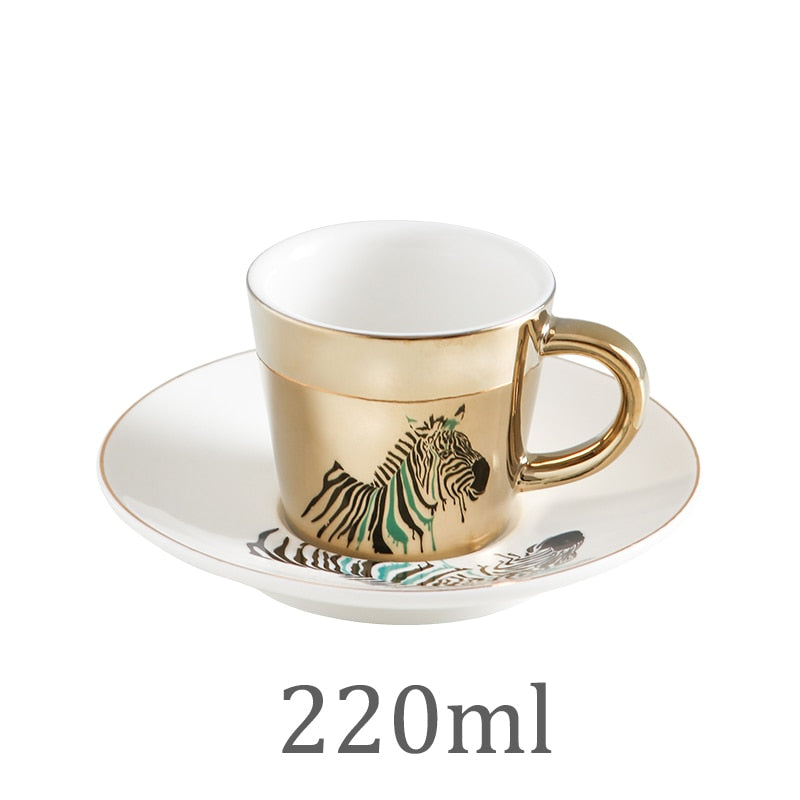 Creative Horse Anamorphic Cup Mirror Reflection Cup Hummingbird Mug Luycho Coffee Tea Set With Coaster 90ml-220ml