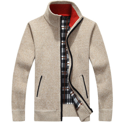 Autumn Winter Men's Sweater Coat Faux Fur Wool Sweater Jackets