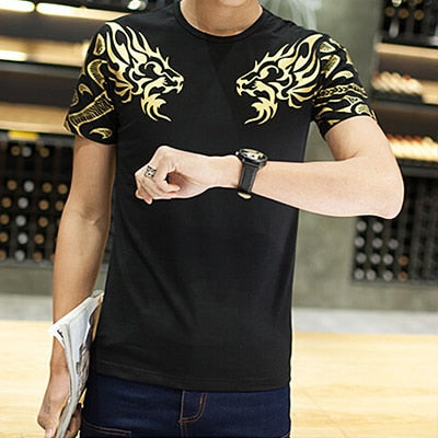 Summer Fashion Men's T Shirt Casual Patchwork Short Sleeve T Shirt