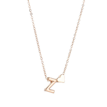 Heart Dainty Initial Necklace Gold Silver