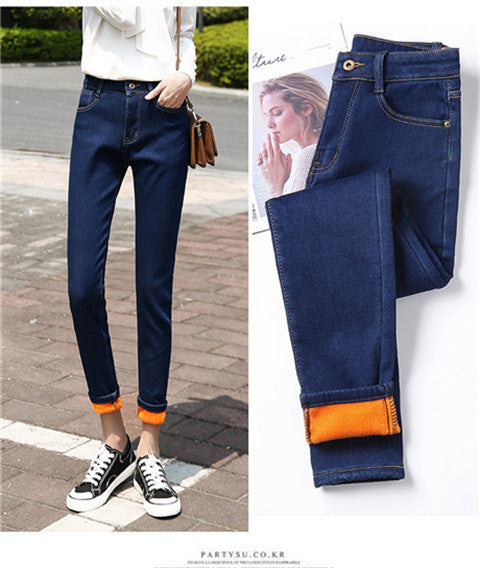 Winter Warm Jeans Woman 2023 High Waist Casual Velvet Ladies Pants Female Pantalon Denim jeans for women Trousers clothe 40