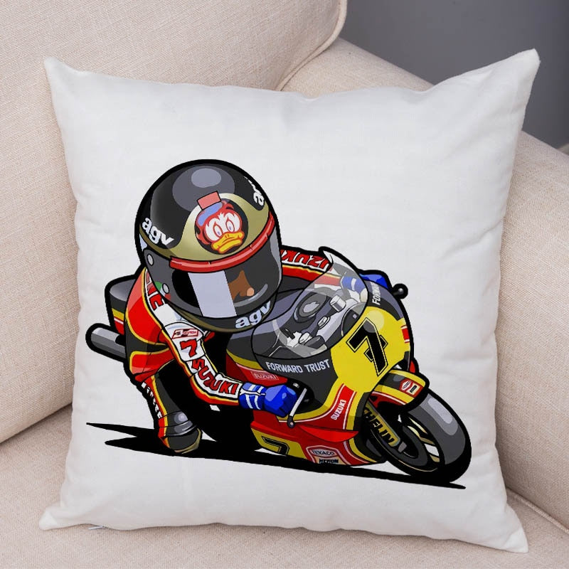 Super Soft Plush Cartoon Sport Motorcycle Pillow