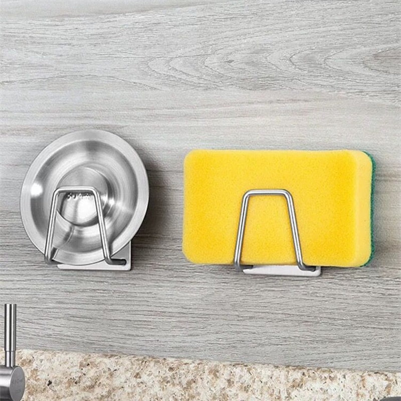 Kitchen Stainless Steel Sink Sponges Holder Self Adhesive