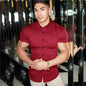 Men Fashion Casual Short Sleeve Solid Shirt Super Slim Fit