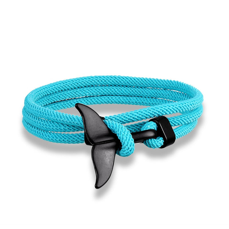 Fashion Whale Tail Anchor Bracelets Men Multilayer Charm