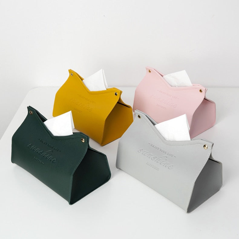 Leather Tissue Box Car Tissue Box Home Living Room Decoration Bedroom Kitchen Desktop Nordic Large Storage Box Napkin Holder