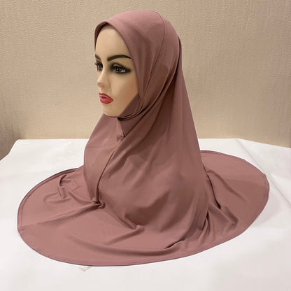 H124 plain big size muslim hijab with chin part top quality Hijab