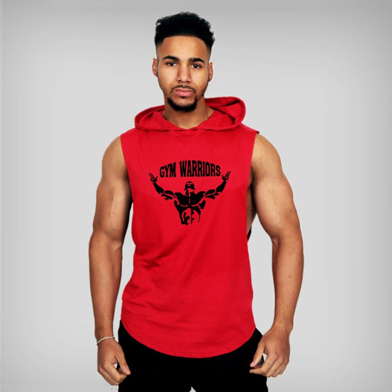 Brand Gym Clothing Mens Bodybuilding Hooded Tank Top