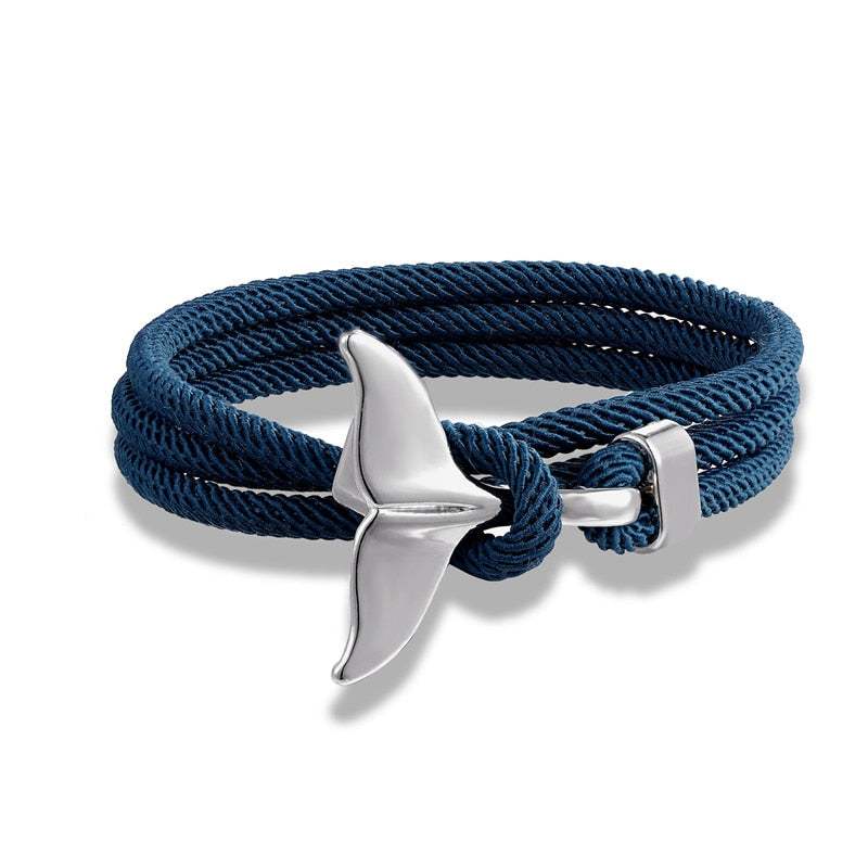 Fashion Whale Tail Anchor Bracelets Men Multilayer Charm