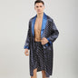 Men Robe Sets Satin Kimono Gown Male Nightwear Bathrobe Faux Silk 2PCS Robe &amp; Shorts Suit Casual Sleepwear Lounge Wear Homewear