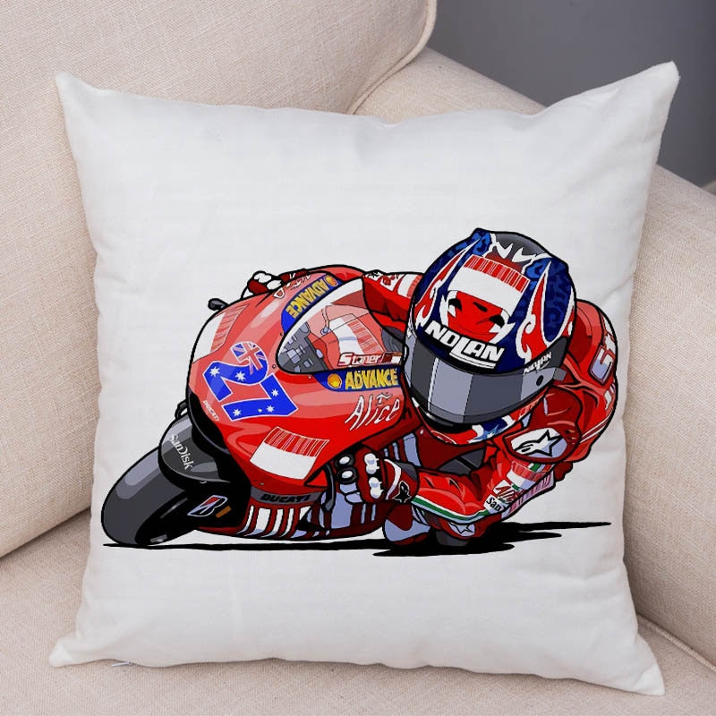 Super Soft Plush Cartoon Sport Motorcycle Pillow