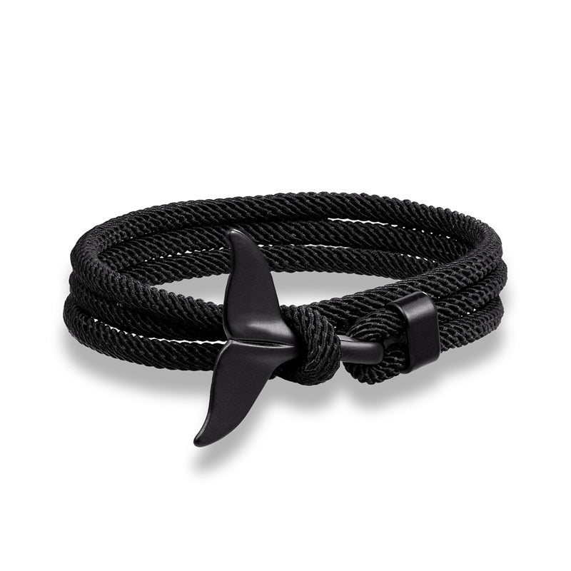 Fashion Whale Tail Anchor Bracelets Men Multilayer Charm