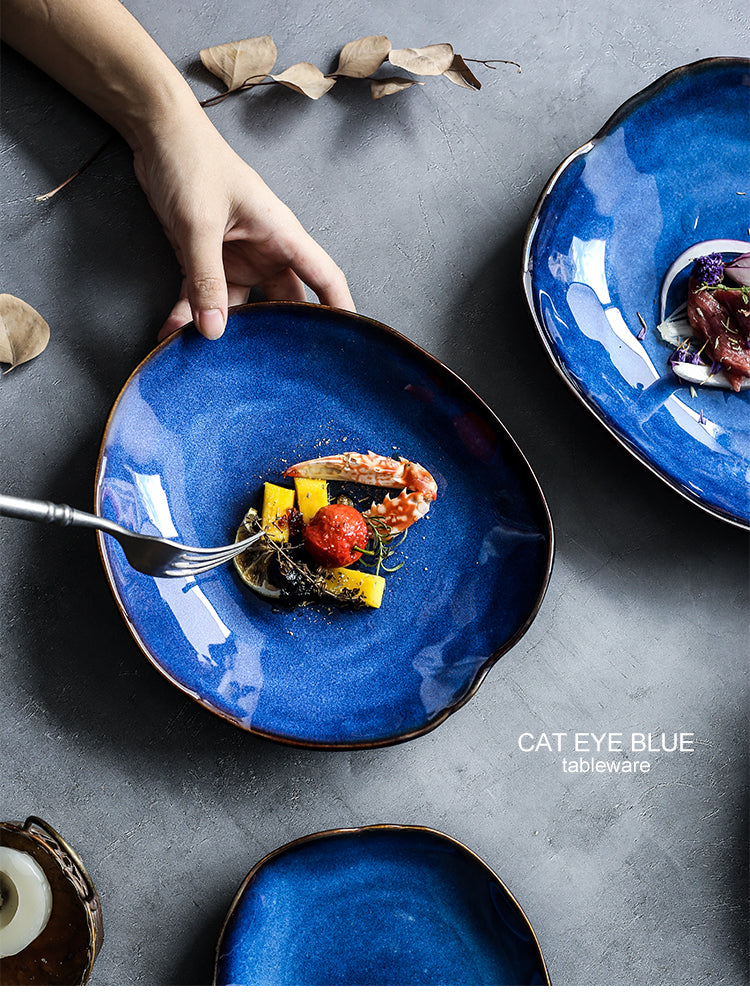 1/2/4 Pcs Nordic Ceramic Food Dish Plate Household Ceramic Irregular Dish Salad Plate Dinner Plate Tableware