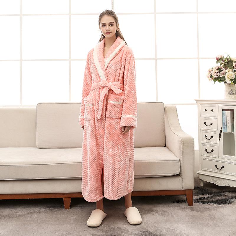 Plus Size 3XL Men Robe Winter Flannel Soft Kimono Gown Lovers Ultra Large Long Bathrobe Nightwear Thick Warm Women Sleepwear