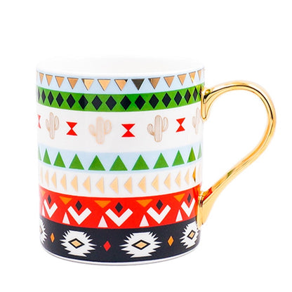 Luxus Gold Totems Mosaik Geometrische Flamingo Keramik Kaffee Becher Kaffee Tasse Gold Frühstück Milch Wasser Tasse Paar Kreative Geschenke