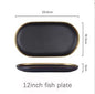 Black Dinnerware Set Ceramic Plates Dishes Plates and Bowls Set Food Plate Salad Soup Bowl Tableware Set for Restaurant