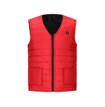 Autumn winter Smart heating Cotton Vest 9 area Heated v-neck