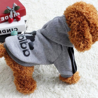 Adidog Clothes, Pet Dog Clothes for Small Medium Dogs, Cotton Hooded Sweatshirt, 2021 Hot Selling Warm Two-Legged Pet Jacket