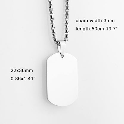 Stainless Steel Military Plate Collar Dogtag ID Pendant Necklace For Men Blank Army Necklace Soldier Mirror Polished