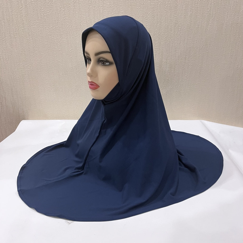 H124 plain big size muslim hijab with chin part top quality Hijab