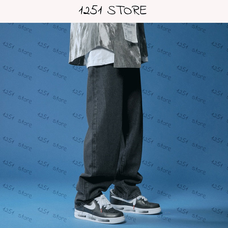 Straight jeans men wide jeans white loose jeans pants neutral jeans streetwear casual pure man women pants hip hop bagy summer