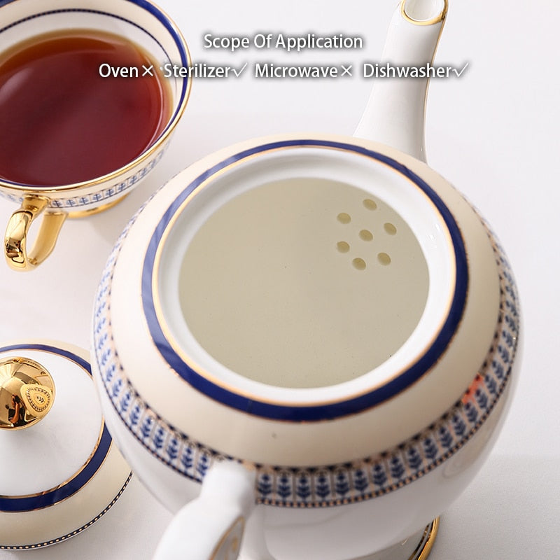 Bone China Tea Set Porcelain Tea Cup Ceramic Pot Morocco Style Teapot Set Cafe Mug Coffee Cup Advanced Teacup Teaset Teaware